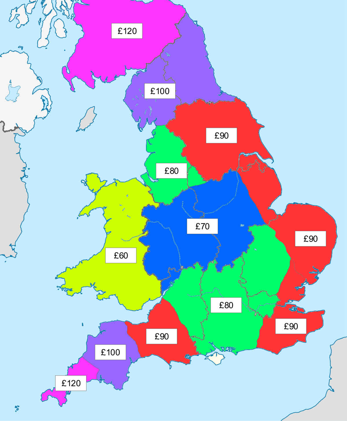 Colin Spicer Painted Kitchens & Furniture Delivery Charge Map