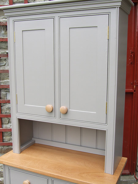 small kitchen dresser top cupboard &amp; base fitted with an oiled oak worktop