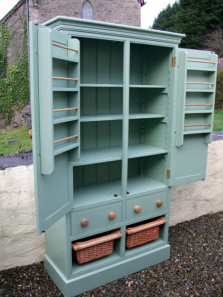 freestanding larder cupboard view of adjustable shelves