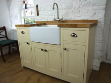 Cream Painted Freestanding Belfast Sink Cupboard with 2 Drawers - The Old Grammar School