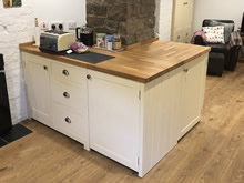 Cream Painted Freestanding Kitchen Cupboard with 3 Drawers - The Old Grammar School
